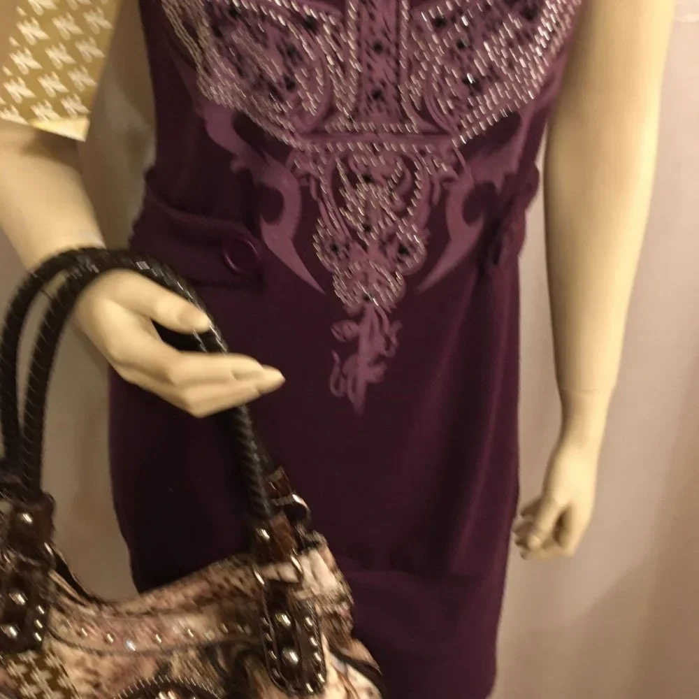 RARE FIND y2k deep purple dereon sweater dress with crystal details! - Picture 15 of 16